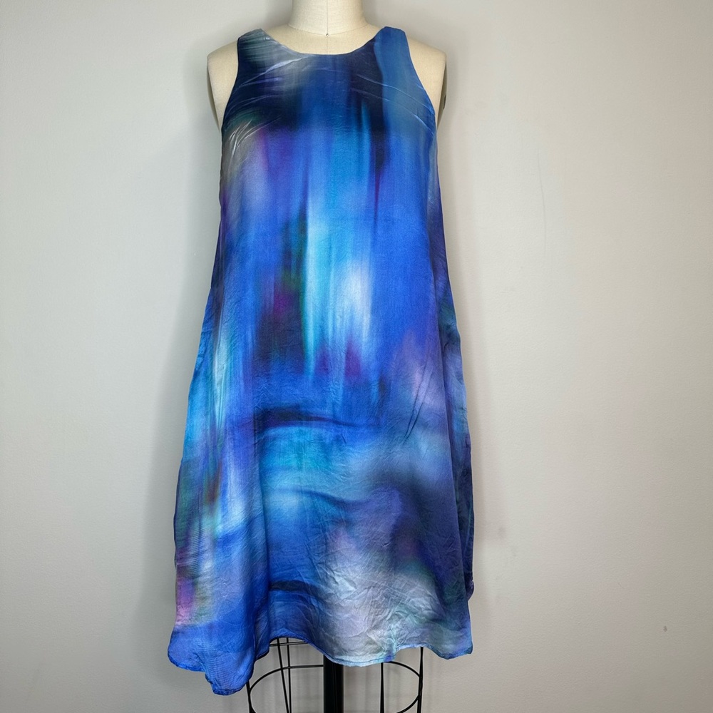 Lavender Brown Water Color Silk Dress